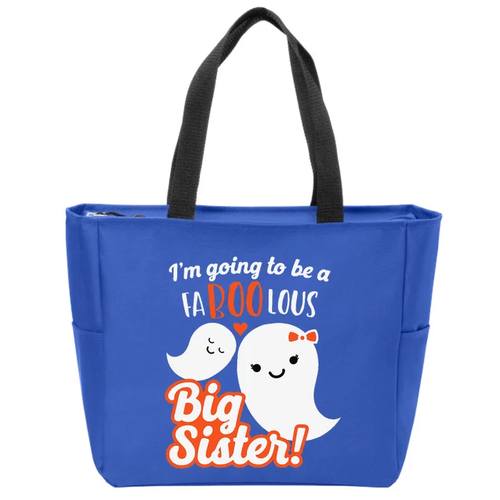 Big Sister Pregnancy Announcement Cute Ghost Halloween Zip Tote Bag