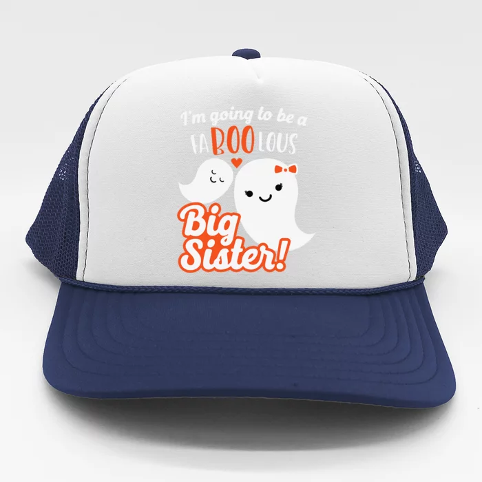 Big Sister Pregnancy Announcement Cute Ghost Halloween Trucker Hat