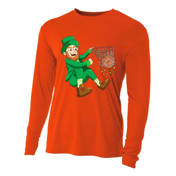 Basketball St Patricks Day Leprechaun Gift Cooling Performance Long Sleeve Crew