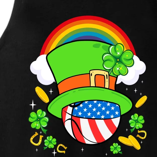 Basketball St Patricks Day Leprechaun Hat Usa Flag Rainbow Great Gift Ladies Tri-Blend Wicking Tank