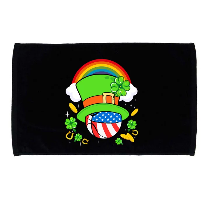 Basketball St Patricks Day Leprechaun Hat Usa Flag Rainbow Great Gift Microfiber Hand Towel