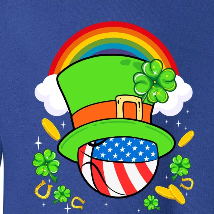 Basketball St Patricks Day Leprechaun Hat Usa Flag Rainbow Great Gift Toddler Sweatshirt