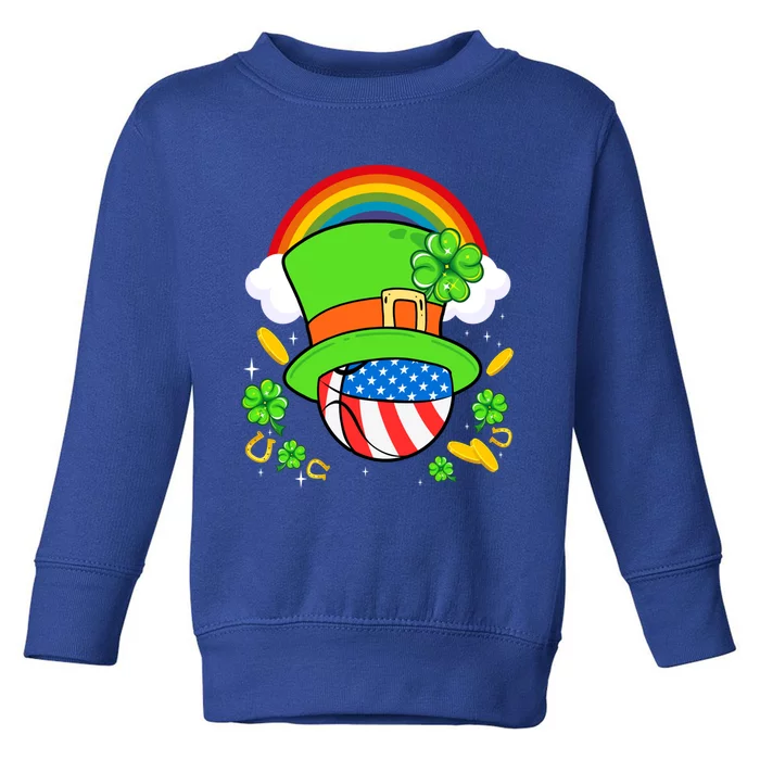 Basketball St Patricks Day Leprechaun Hat Usa Flag Rainbow Great Gift Toddler Sweatshirt