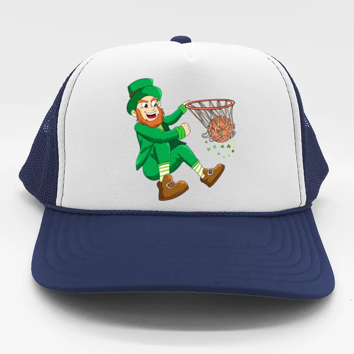 Basketball St Patricks Day Leprechaun Gift Trucker Hat