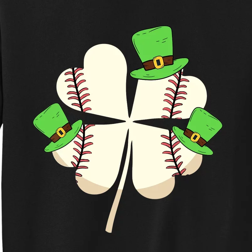 Baseball St Patricks Day Shamrock Catcher Pitcher Leprechaun Tall Sweatshirt