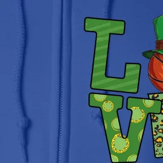 Basketball St Patricks Day Love Shamrock Cute Gift Full Zip Hoodie