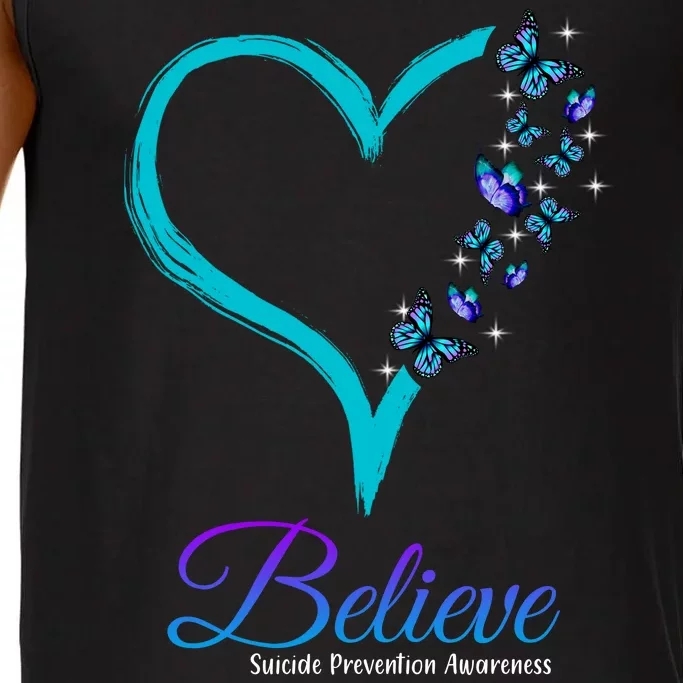 Believe Suicide Prevention Awareness Butterfly Heart Comfort Colors® Tank Top