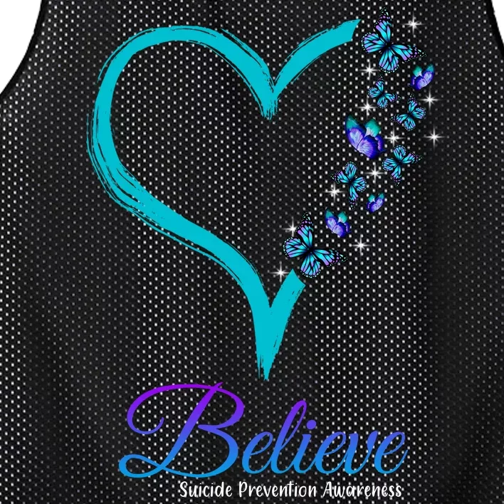 Believe Suicide Prevention Awareness Butterfly Heart Mesh Reversible Basketball Jersey Tank