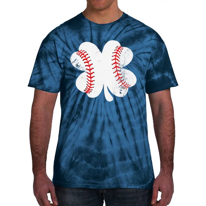 Baseball St Patricks Day Shamrock Catcher Pitcher Tie-Dye T-Shirt