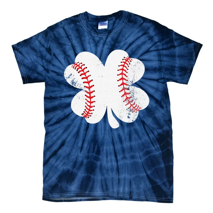 Baseball St Patricks Day Shamrock Catcher Pitcher Tie-Dye T-Shirt