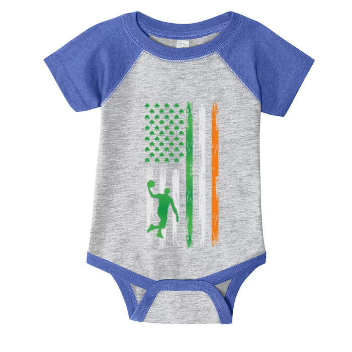 Basketball St Patricks Day Usa Flag Basketball Shamrock Great Gift Infant Baby Jersey Bodysuit