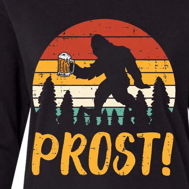 Bigfoot Sasquatch Prost Retro Bavarian Oktoberfest Womens Cotton Relaxed Long Sleeve T-Shirt