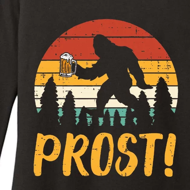 Bigfoot Sasquatch Prost Retro Bavarian Oktoberfest Womens CVC Long Sleeve Shirt