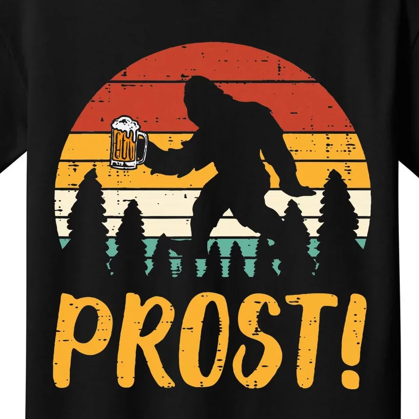 Bigfoot Sasquatch Prost Retro Bavarian Oktoberfest Kids T-Shirt