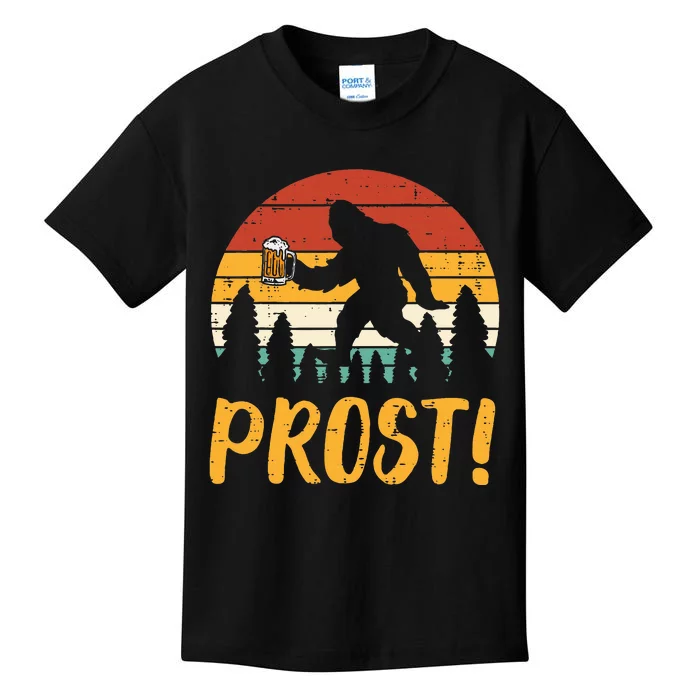 Bigfoot Sasquatch Prost Retro Bavarian Oktoberfest Kids T-Shirt