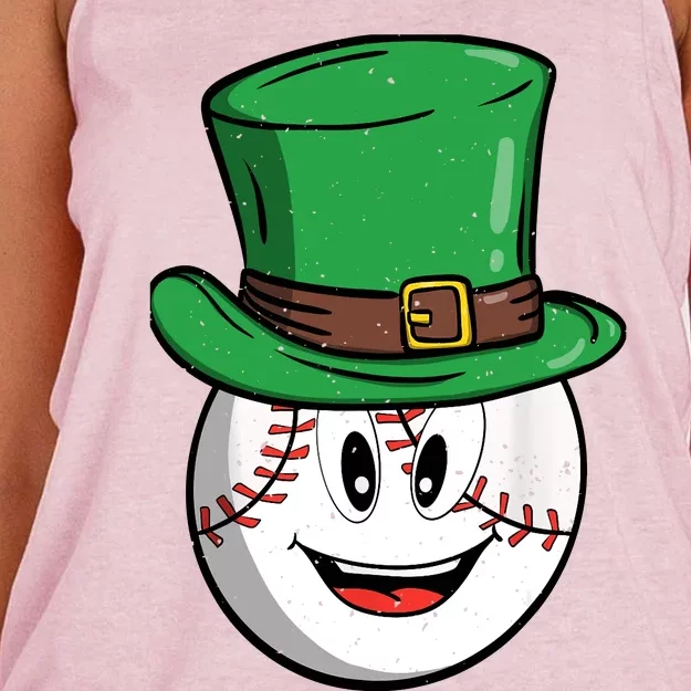 Baseball St Patricks Day For Shamrock Women's Knotted Racerback Tank