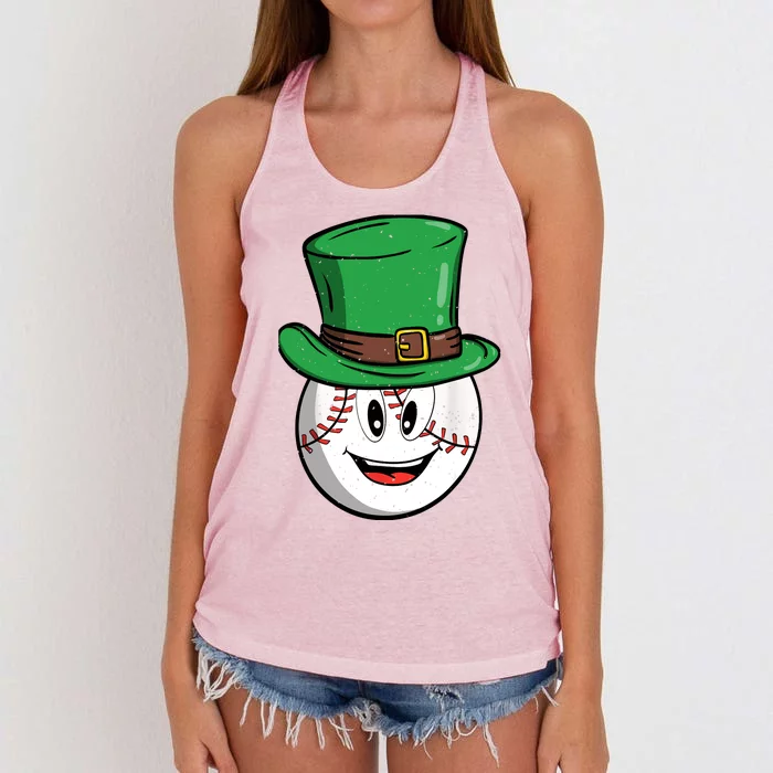 Baseball St Patricks Day For Shamrock Women's Knotted Racerback Tank