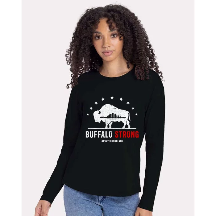 Choose Love Buffalo Strong Pray For Buffalo Womens Cotton Relaxed Long Sleeve T-Shirt