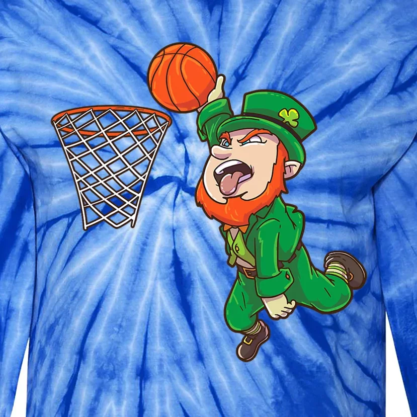 Basketball St Patrick's Day Leprechaun Funny Gift Tie-Dye Long Sleeve Shirt