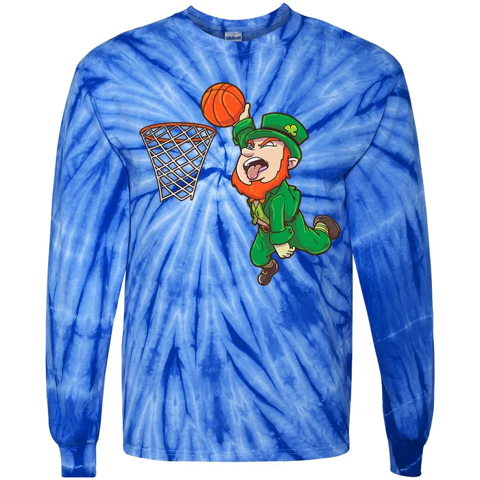 Basketball St Patrick's Day Leprechaun Funny Gift Tie-Dye Long Sleeve Shirt