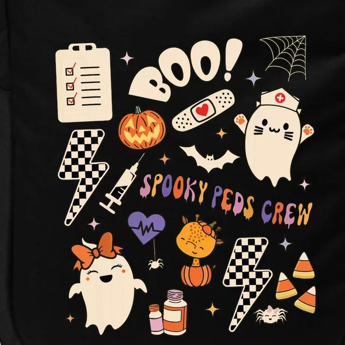 Boo Spooky Peds Crew Ghost Pediatric Nurse Halloween Impact Tech Backpack