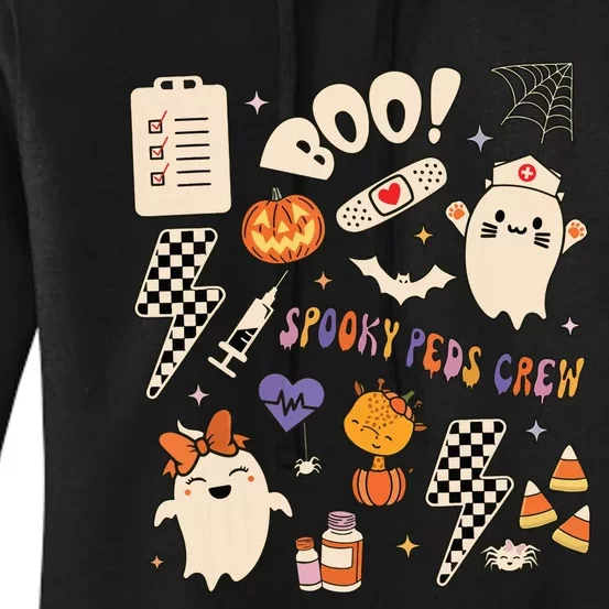 Boo Spooky Peds Crew Ghost Pediatric Nurse Halloween Women's Pullover Hoodie