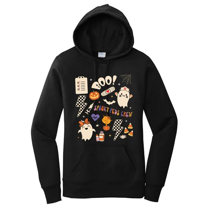 Boo Spooky Peds Crew Ghost Pediatric Nurse Halloween Women's Pullover Hoodie