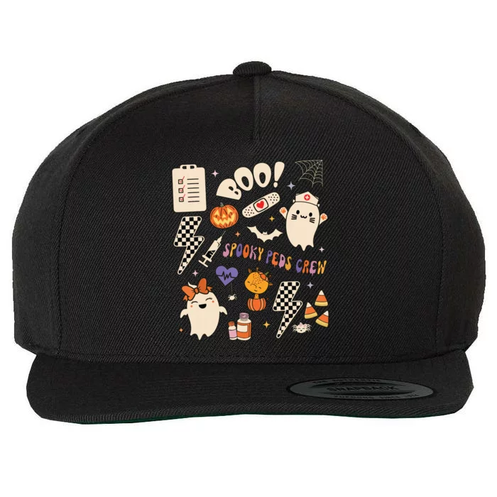 Boo Spooky Peds Crew Ghost Pediatric Nurse Halloween Wool Snapback Cap