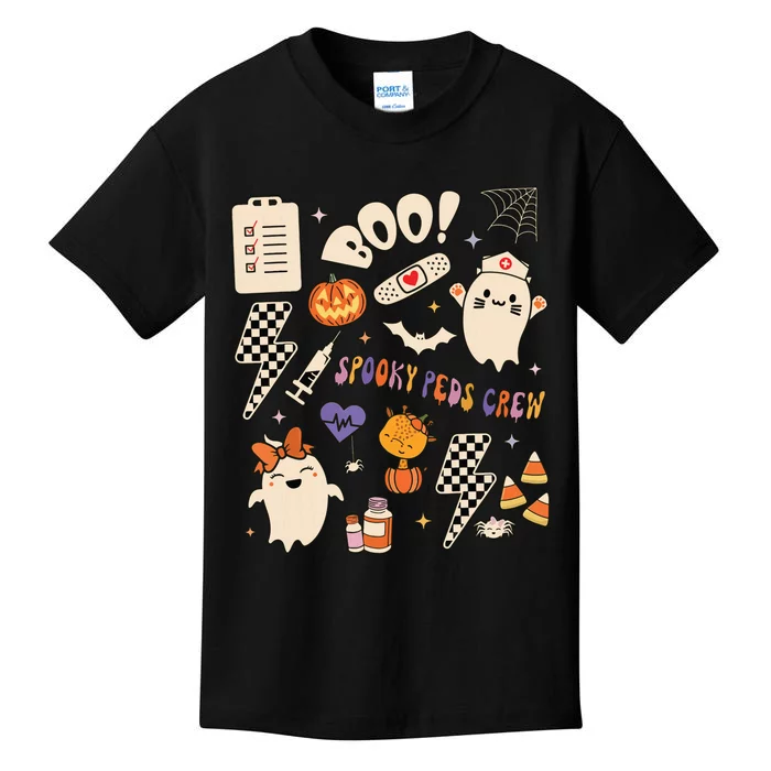 Boo Spooky Peds Crew Ghost Pediatric Nurse Halloween Kids T-Shirt