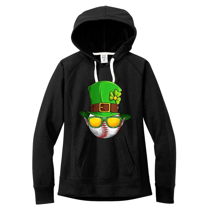 Baseball St Patricks Day Ball Leprechaun Hat Catcher Gift Women's Fleece Hoodie