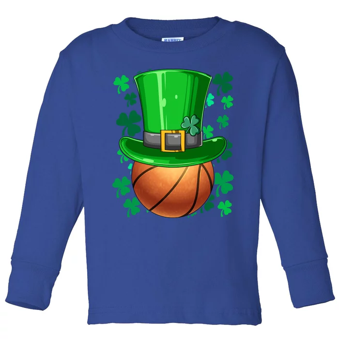 Basketball St Patrick's Day Irish Basketball Leprechaun Hat Gift Toddler Long Sleeve Shirt