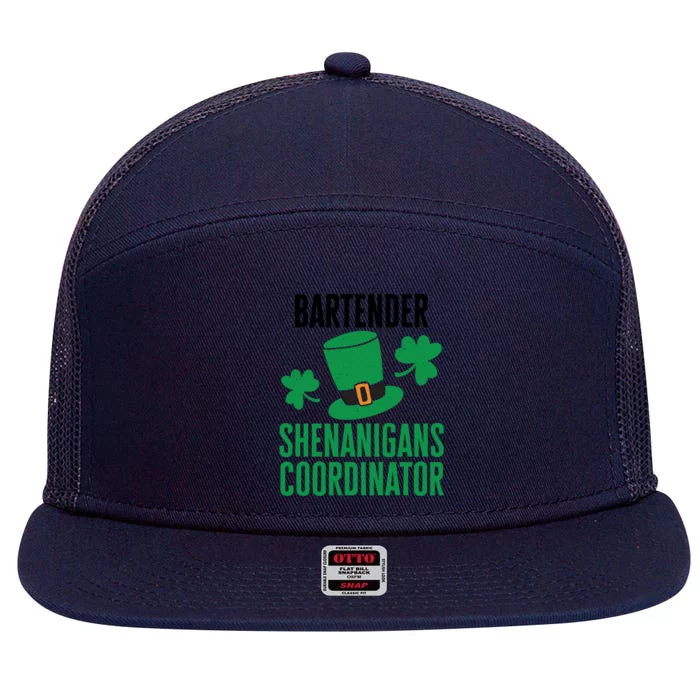 Bartender St Patricks Day Shenanigans Coordinator Gift 7 Panel Mesh Trucker Snapback Hat