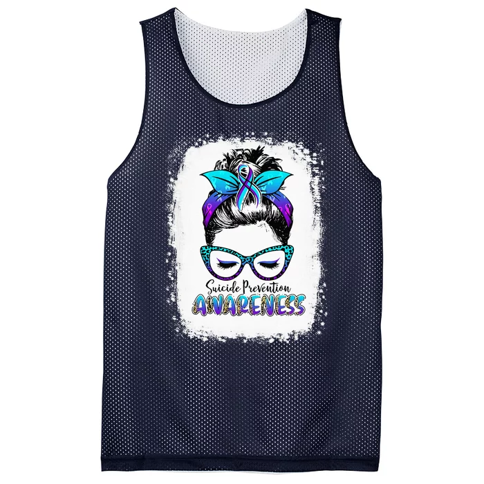 Bleached Suicide Prevention Awareness Week Messy Bun Warrior Mesh Reversible Basketball Jersey Tank