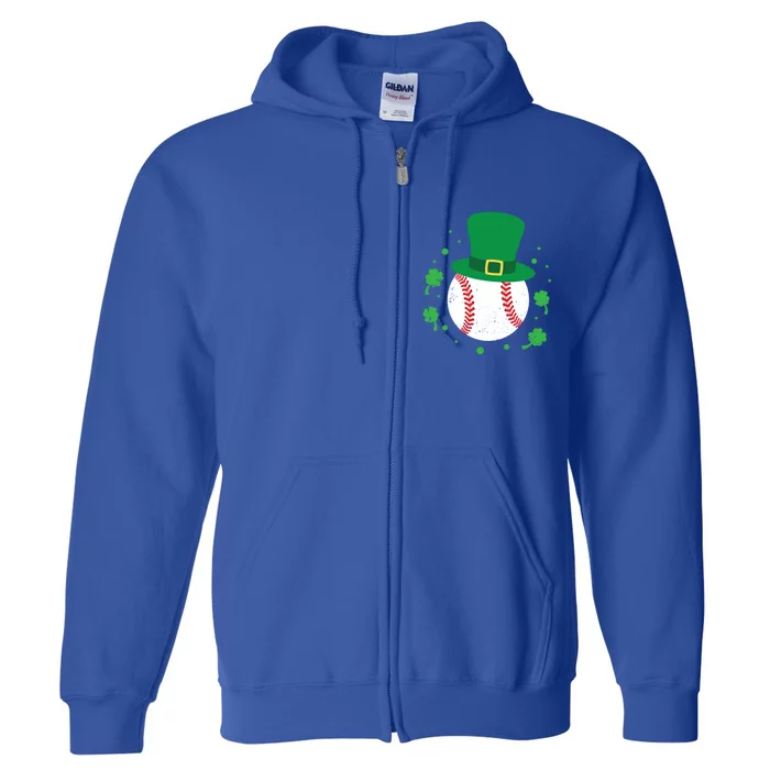 Baseball St Patricks Day Shamrock Gift Full Zip Hoodie