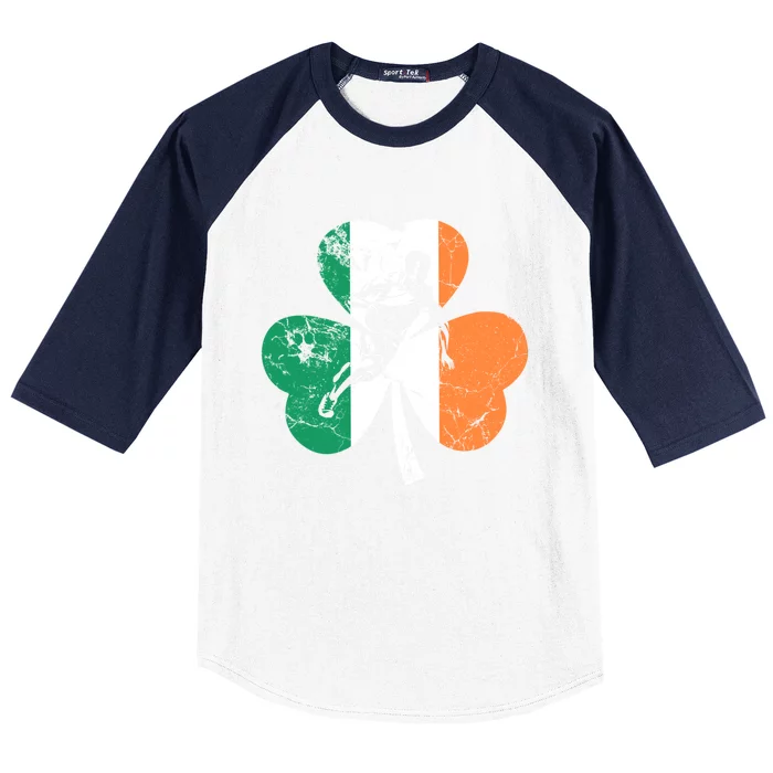 Basketball St Patrick's Day Gift Shamrock Ireland Irish Flag Cute Gift Baseball Sleeve Shirt