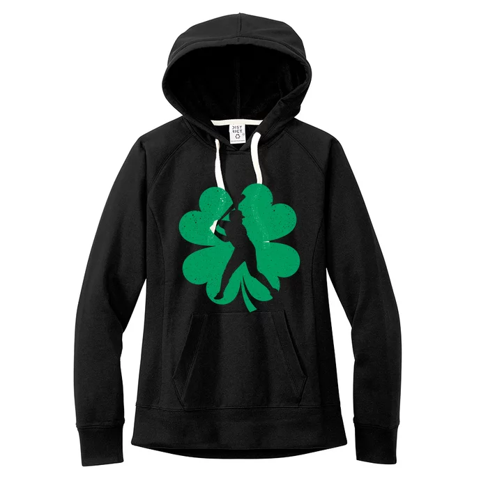 Baseball St Patricks Day Irish Catcher Pitcher Shamrock Gift Women's Fleece Hoodie