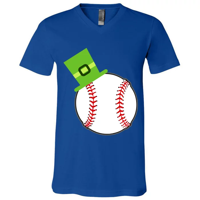 Baseball St Patricks Day Sports Green Leprechaun Hat Gift V-Neck T-Shirt