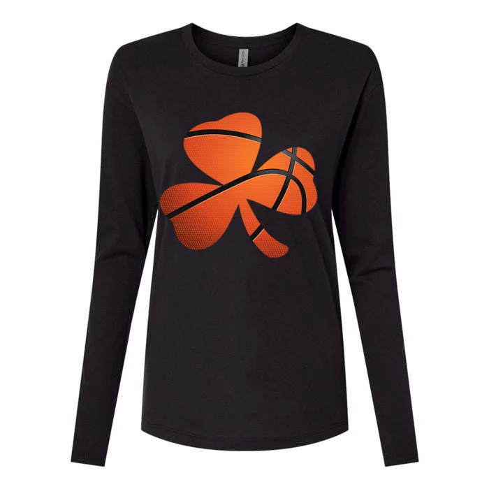 Basketball St Patricks Day Clover Shamrock Funny Gift Womens Cotton Relaxed Long Sleeve T-Shirt