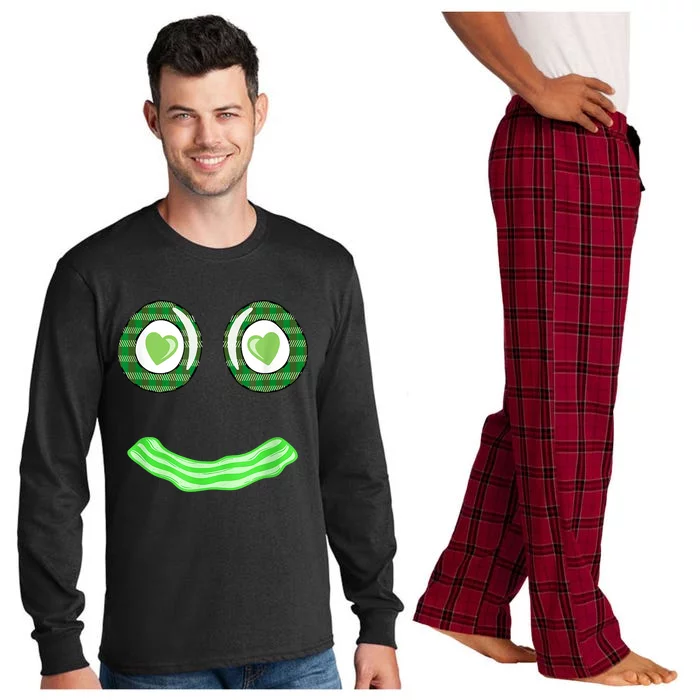 Breakfast St. Patricks Day Funny Green Eggs Smile Face Ham Long Sleeve Pajama Set