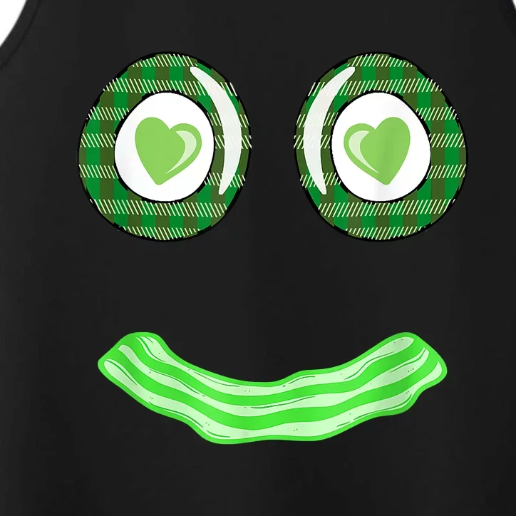 Breakfast St. Patricks Day Funny Green Eggs Smile Face Ham Performance Tank