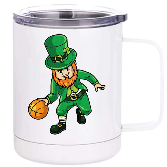 Basketball St Patricks Day Lucky Basketball Tee Front & Back 12oz Stainless Steel Tumbler Cup