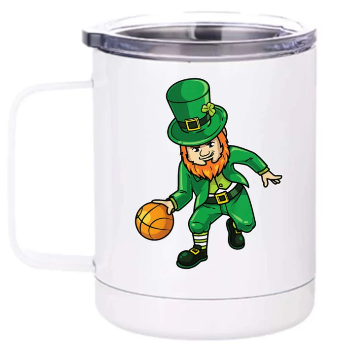 Basketball St Patricks Day Lucky Basketball Tee Front & Back 12oz Stainless Steel Tumbler Cup