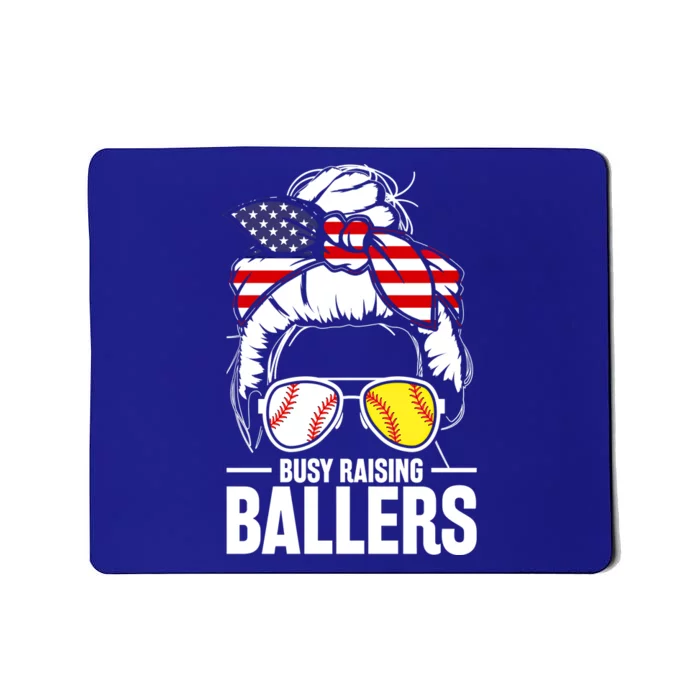 Baseball Softball Proud American Mom Busy Raising Ballers Great Gift Mousepad