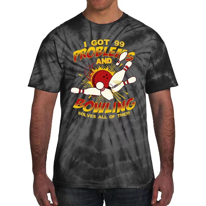 Bowling Solve Problems Funny Retro Bowler Bowling Team Tie-Dye T-Shirt