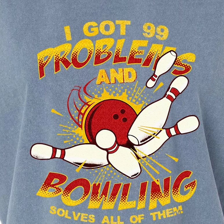 Bowling Solve Problems Funny Retro Bowler Bowling Team Garment-Dyed Women's Muscle Tee