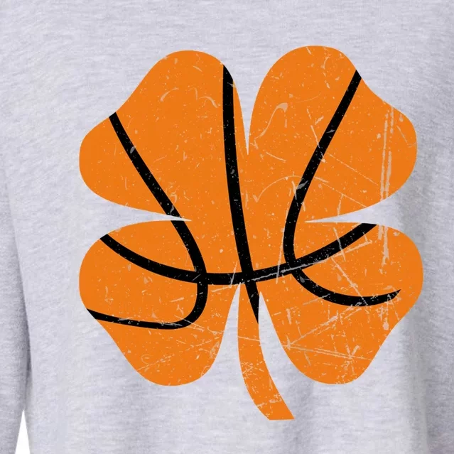 Basketball St Patricks Day Gift Ball Shamrock Gift Cropped Pullover Crew