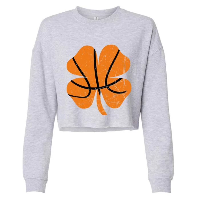 Basketball St Patricks Day Gift Ball Shamrock Gift Cropped Pullover Crew