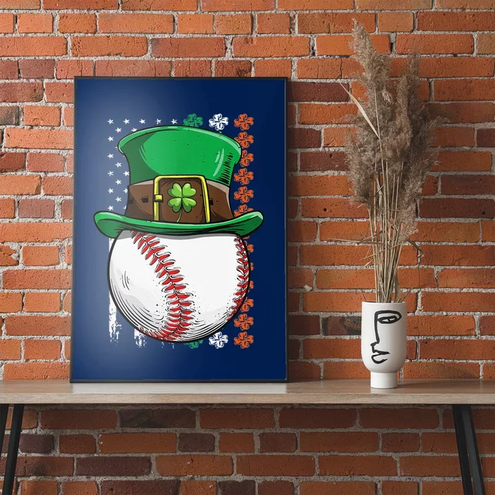 Baseball St Patricks Day Ball Leprechaun Hat Catcher Poster