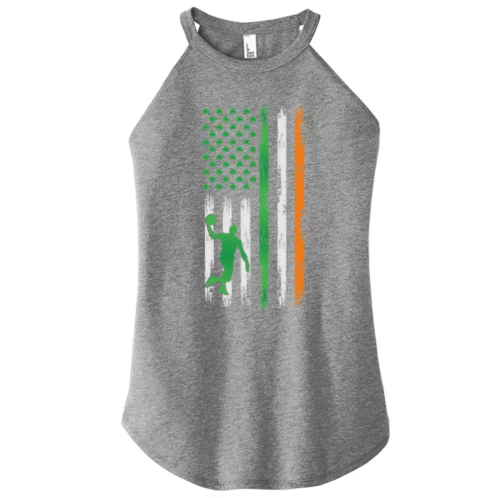 Basketball St Patricks Day Usa Flag Basketball Shamrock Cute Gift Women’s Perfect Tri Rocker Tank