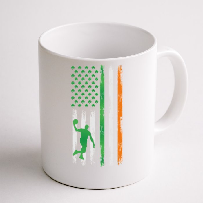 Basketball St Patricks Day Usa Flag Basketball Shamrock Cute Gift Front & Back Coffee Mug